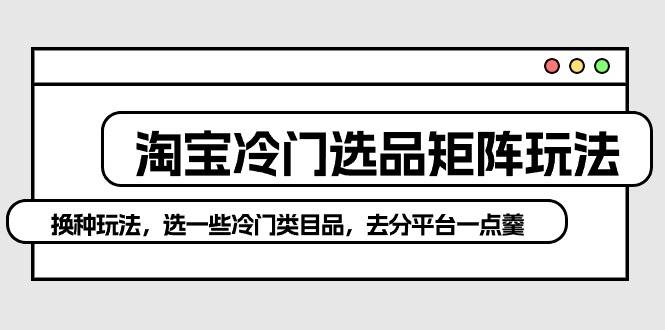 淘宝冷门选品矩阵玩法：换种玩法，选一些冷门类目品，去分平台一点羹 - 三缺一