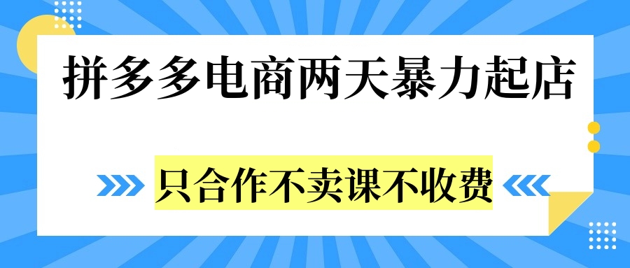 拼多多两天暴力起店，只合作不卖课不收费 - 460g_com