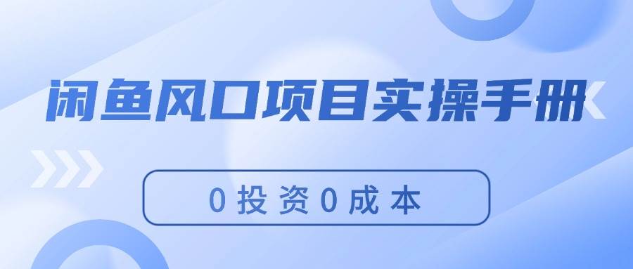 闲鱼风口项目实操手册，0投资0成本，让你做到，月入过万，新手可做 - 460g_com