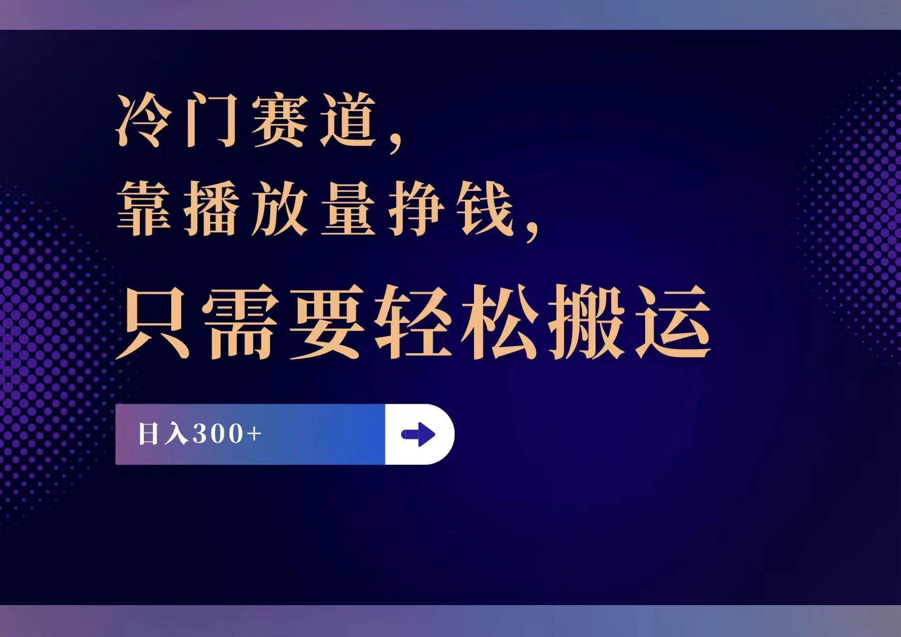 冷门赛道，靠播放量挣钱，只需要轻松搬运，日赚300+ - 460g_com