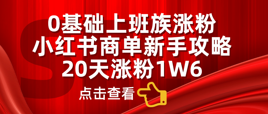 0基础上班族涨粉，小红书商单新手攻略，20天涨粉1.6w - 460g_com