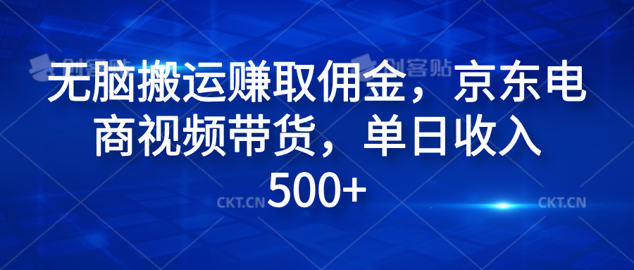 无脑搬运赚取佣金，京东电商视频带货，单日收入500+ - 460g_com