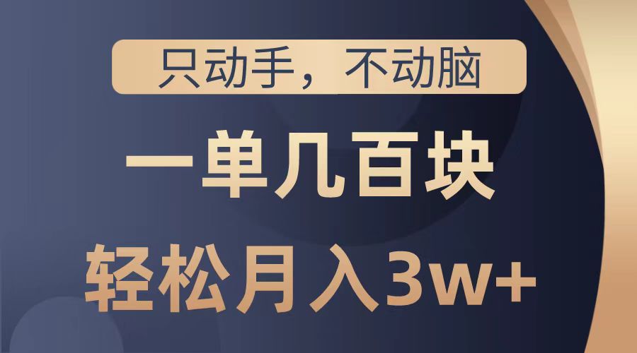 只动手不动脑，一单几百块，轻松月入2w+，看完就能直接操作，详细教程 - 460g_com