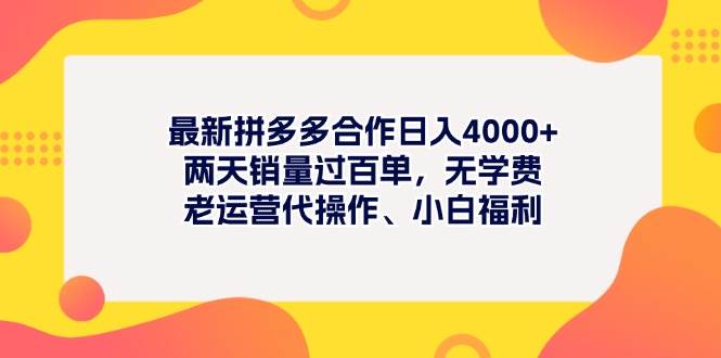 最新拼多多项目日入4000+两天销量过百单，无学费、老运营代操作、小白福利 - 三缺一