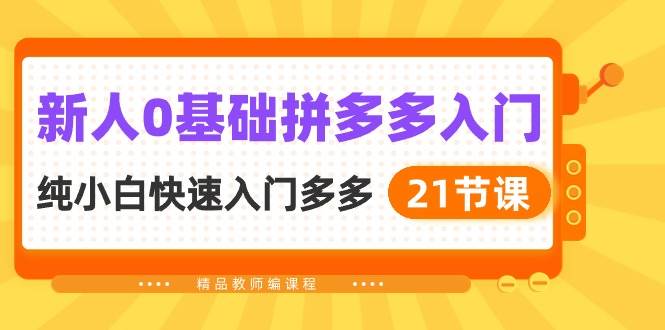 新人0基础拼多多入门，纯小白快速入门多多（21节课） - 三缺一