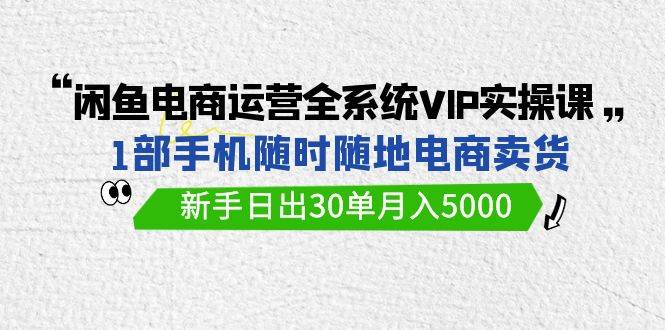 闲鱼电商运营全系统VIP实战课，1部手机随时随地卖货，新手日出30单月入5000 - 三缺一