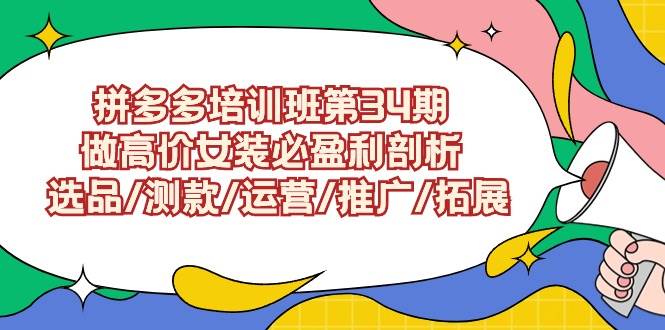 拼多多培训班第34期：做高价女装必盈利剖析  选品/测款/运营/推广/拓展 - 三缺一