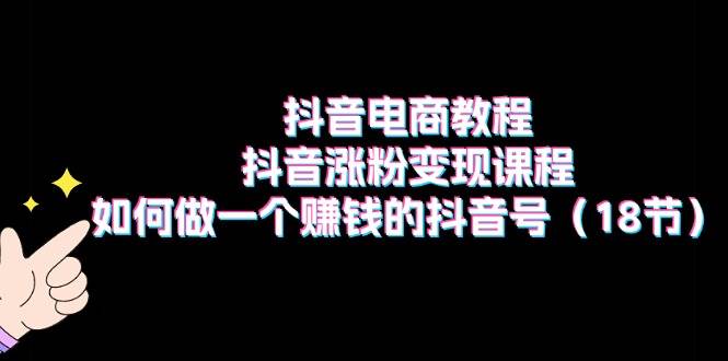 抖音电商教程：抖音涨粉变现课程：如何做一个赚钱的抖音号（18节） - 三缺一