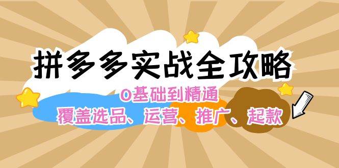 拼多多实战全攻略：0基础到精通，覆盖选品、运营、推广、起款 - 三缺一