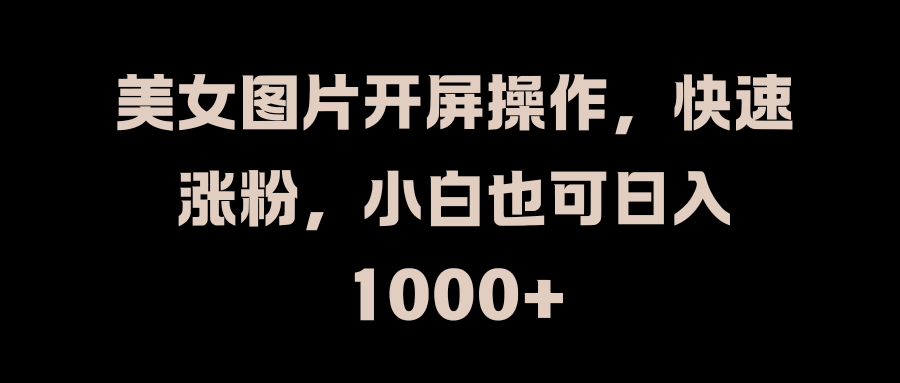 美女图片开屏操作，快速涨粉，小白也可日入1000+ - 三缺一